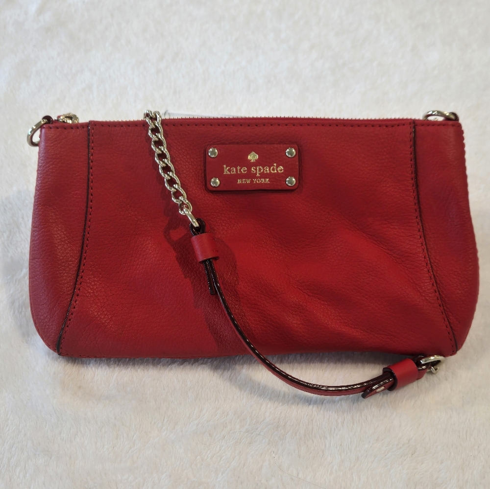 Kate Spade Red Shoulder Silver Chain Bag